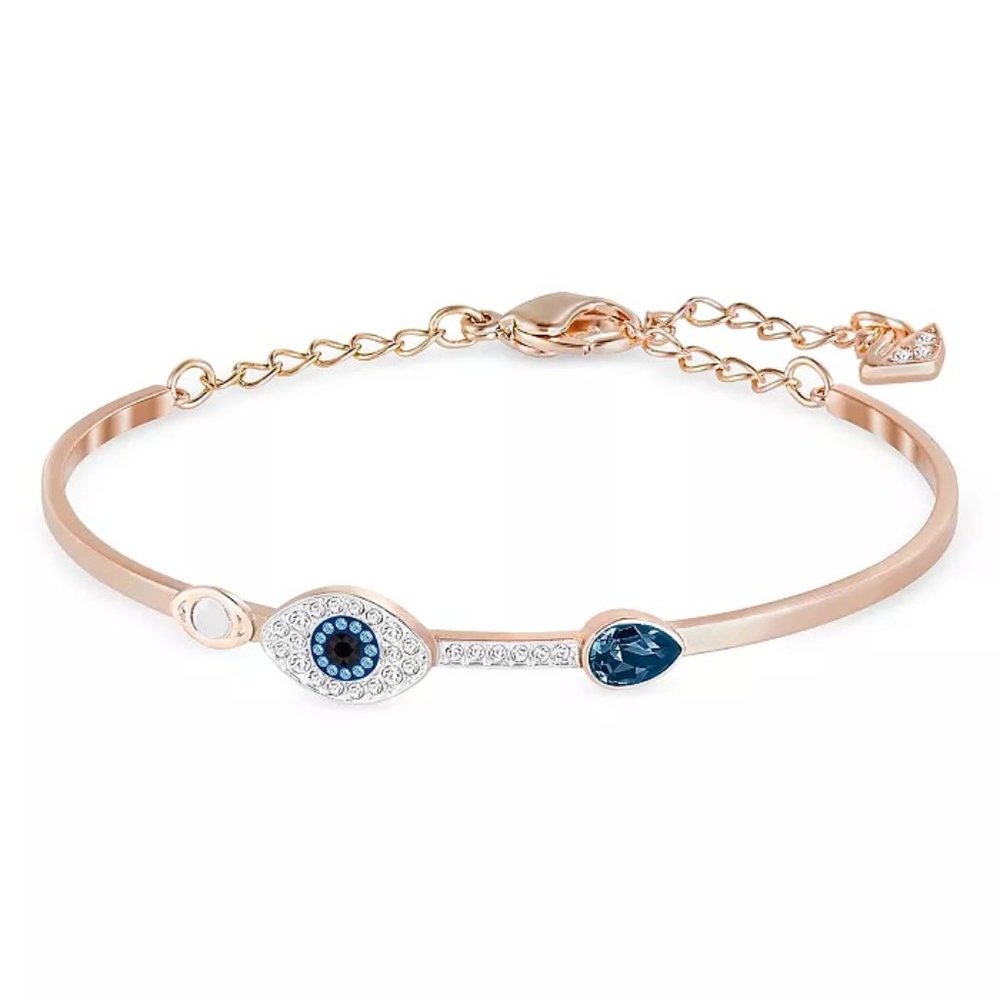 Looks BRAND NEW Swarovski Symbolic Evil Eye Bangle Bracelet 🧿
